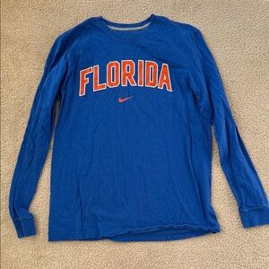 Nike Blue Long Sleeve Tee with Orange Accents
